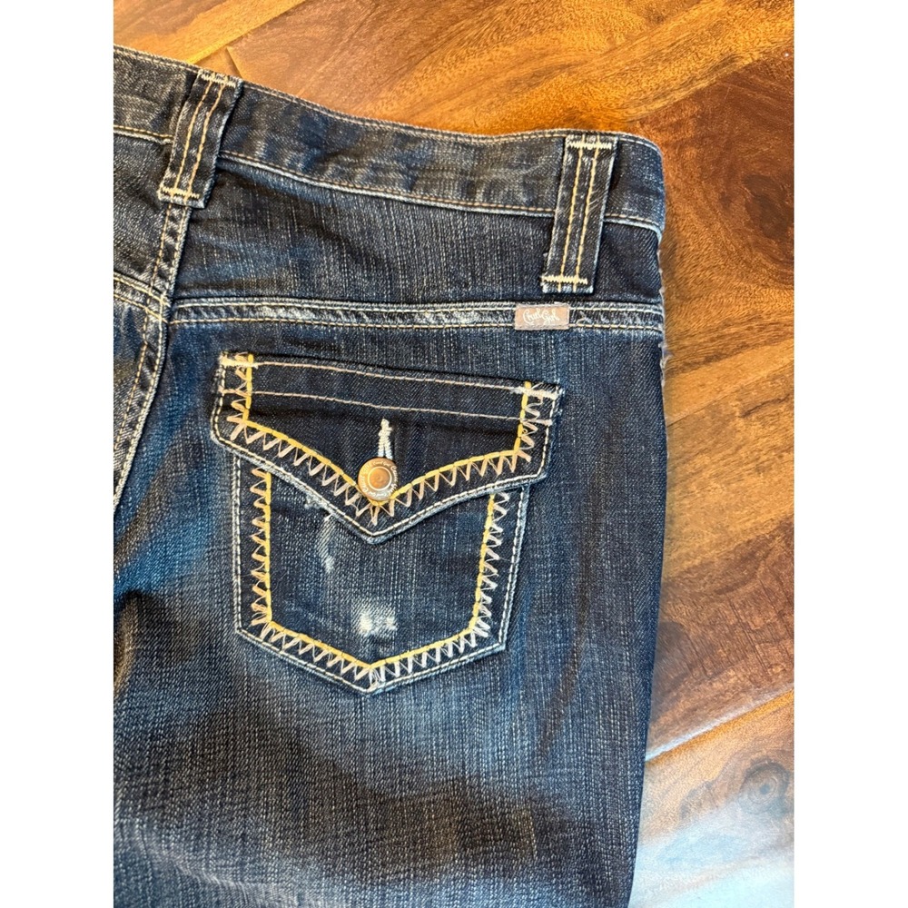 Cruel Girl Distressed Utility Fit Jeans Women Size 3 Long Wester Bootcut Style